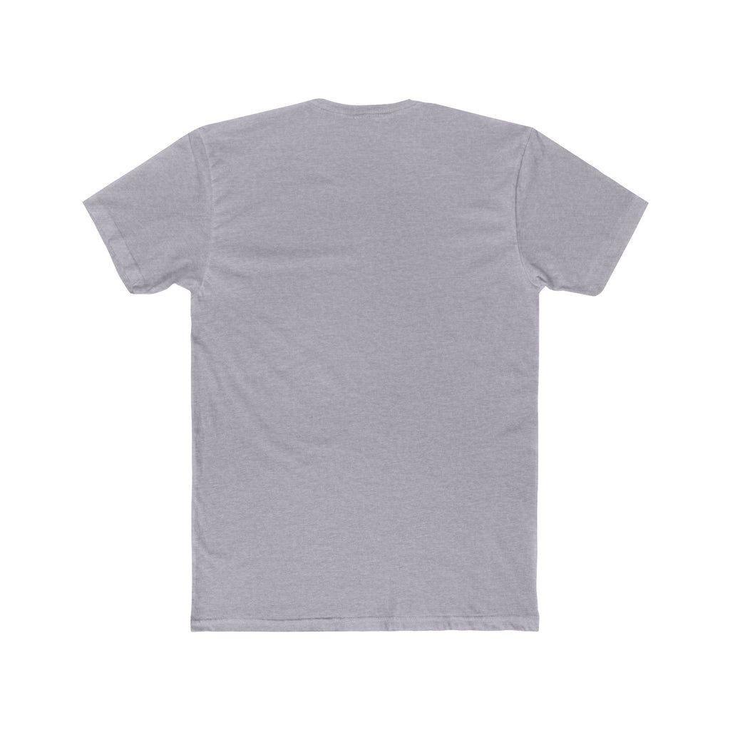 A light gray heather short-sleeve t-shirt shown from the back, laid flat against a solid white background.